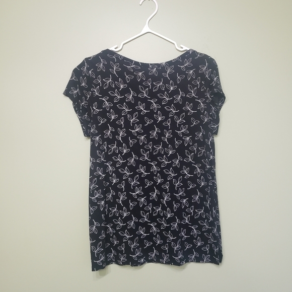 Loft Boat Neck Leaf Print T Shirt Size Medium - Picture 3 of 6
